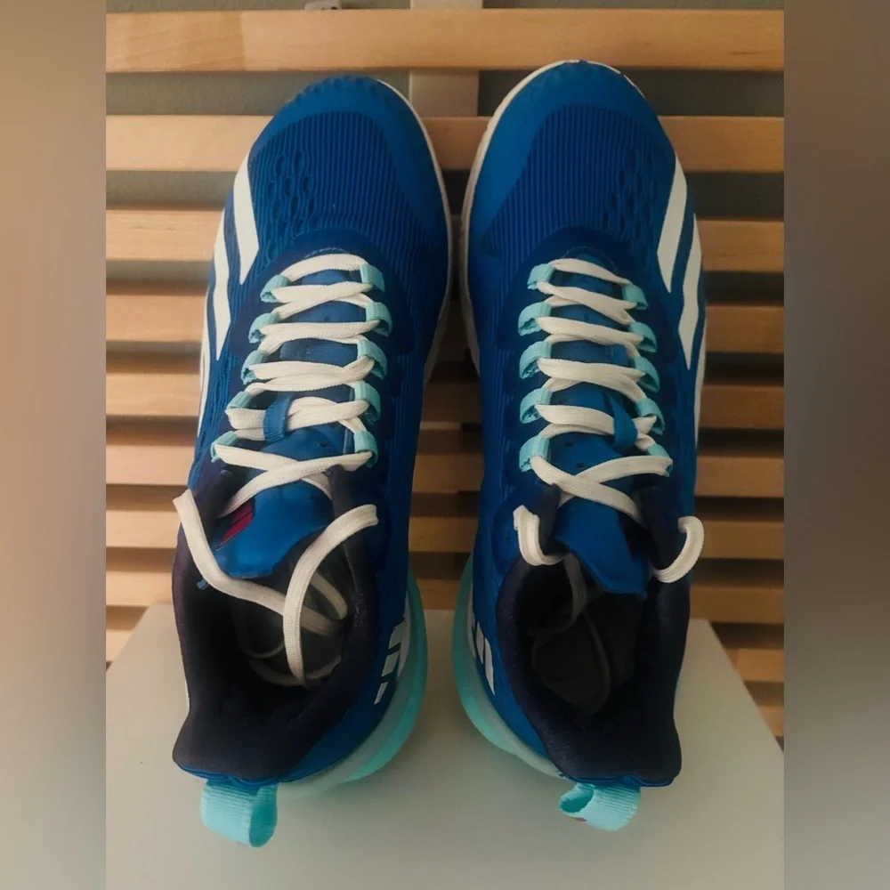 adidas Adizero Cybersonic Sneakers Shoes in White/Flash Aqua-Blue Size 6.5